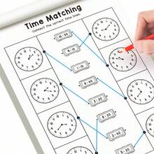 1pc Telling Time Practice Book, Children's Early Education Cognitive Clock Time English Learning Book, Cute Clock Time English Creative Student Children's Gift Stationery - Multicolor - View 7