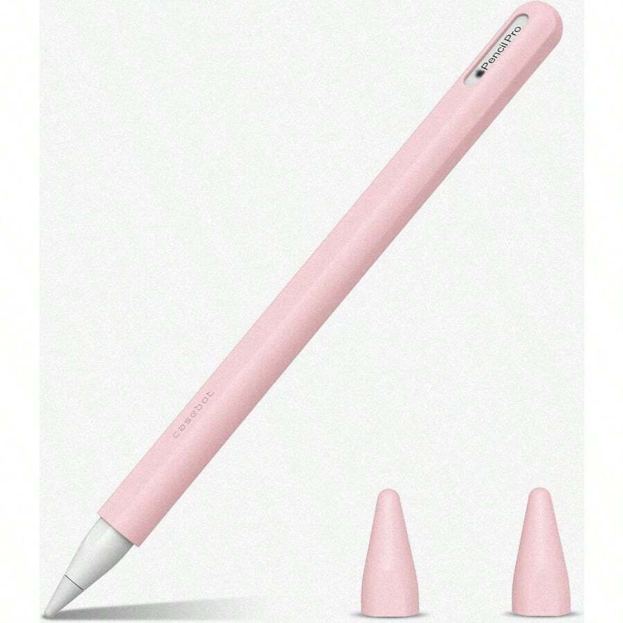 Fintie Silicone Sleeve for Apple Pencil Pro and Apple Pencil 2nd Generation Light Pen Skin Case Cover Soft Protective Grip Holder with 2 Nib Covers Accessories Pink - Rosado - Ver 1