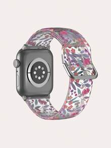 Dây đeo đồng hồ silicon thời trang màu hồng hoa lá và xanh dương bán trong suốt, tương thích với Apple Watch 38mm 40mm 41mm 42mm 44mm 45mm 49mm, tương thích với Apple Watch Series Ultra/S10/S11/SE/8/7/6/5/4/3/2/1 - Nhiều màu - Xem 3