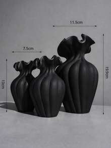 1pc Large French Vintage Style Decorative Vase, Black, Suitable For Living Room/Dining Table Home Decor - Multicolor - View 4