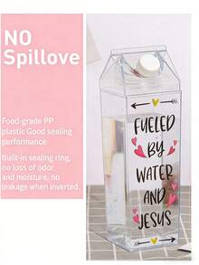 1pc Square Milk Cup, 500ml Or 1000ml Capacity, Minimalist Transparent Design, Made Of Thick Plastic, Healthy, Wear-Resistant, Durable, Sturdy, Non-Slip And Easy To Clean. Can Hold Beverages Up To 60°C/140°F. Leak-Proof Design And Rotary Sealing Ring Prevent Milk Leakage. - Multicolor - View 7