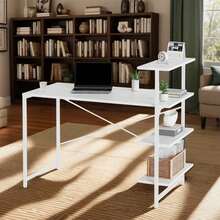 Mesa Auxilia Escritorio Para Oficina Minimalista Moderno Muebles Para Pc - Blanco - Ver 2