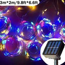 One-Piece Set, 100/200/300 LED Solar-Powered Outdoor String Lights, Solar-Powered Copper Wire Fairy Lights With 8 Lighting Modes, Perfect For Weddings, Parties, Balconies, Terraces, Tents, Eaves, Camping, Gardens, Trees, And Patio Decorations. - Multicolor - View 13