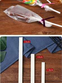 100PCS/ Package - Homemade Lollipop Stick, Disposable Paper Stick, Cake Lollipop Stick, Lollipop, Hard Candy, Candy, Chocolate Color And Family Kitchen Accessories, Chocolate Candy Stick, Baking DIY Cake Stick Paper Stick, White , With 7.6CM/10CM/ 15CM Three Lengths To Choose From - White - View 7