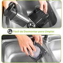 3 en 1 Dispensador de Jabón con Soporte para Esponja y Soporte para CepilloAcero Inoxidable Dispensador de Jabón para Platos Rellenable de 300 ml para Organizar el Fregadero de La Cocina