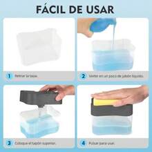 Bebeay Dispensador de Jabon Cocina Jaboneras para Cocina con Porta Esponja Jabonera para Trastes Fregadero 300ml Pulsar para Dispensar Reposición Oportuna Limpieza de Platos Cubiertos y Sartenes - Plata - Ver 5