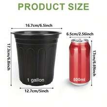1pc/50pcs 1 Gallon Planter, 6.5 Inch Plastic Plant Pot, Plastic Flower Pot, Plastic Planter Pot, Planter Pot, Succulent Plant, Planter Pot With Plant Label - Black - View 5