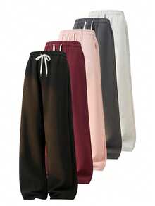 Women's Loose Straight-Leg Sweatpants, Casual Wide-Leg Pants, Versatile Sports & Leisure Long Trousers, Spring/Summer - Black - View 10