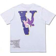 Fashion Men's Short Sleeved-Shirt V Letter Printed Tops Casual Couple-Shirt Hop Short Sleeved Tops - V8 型 - 查看 2