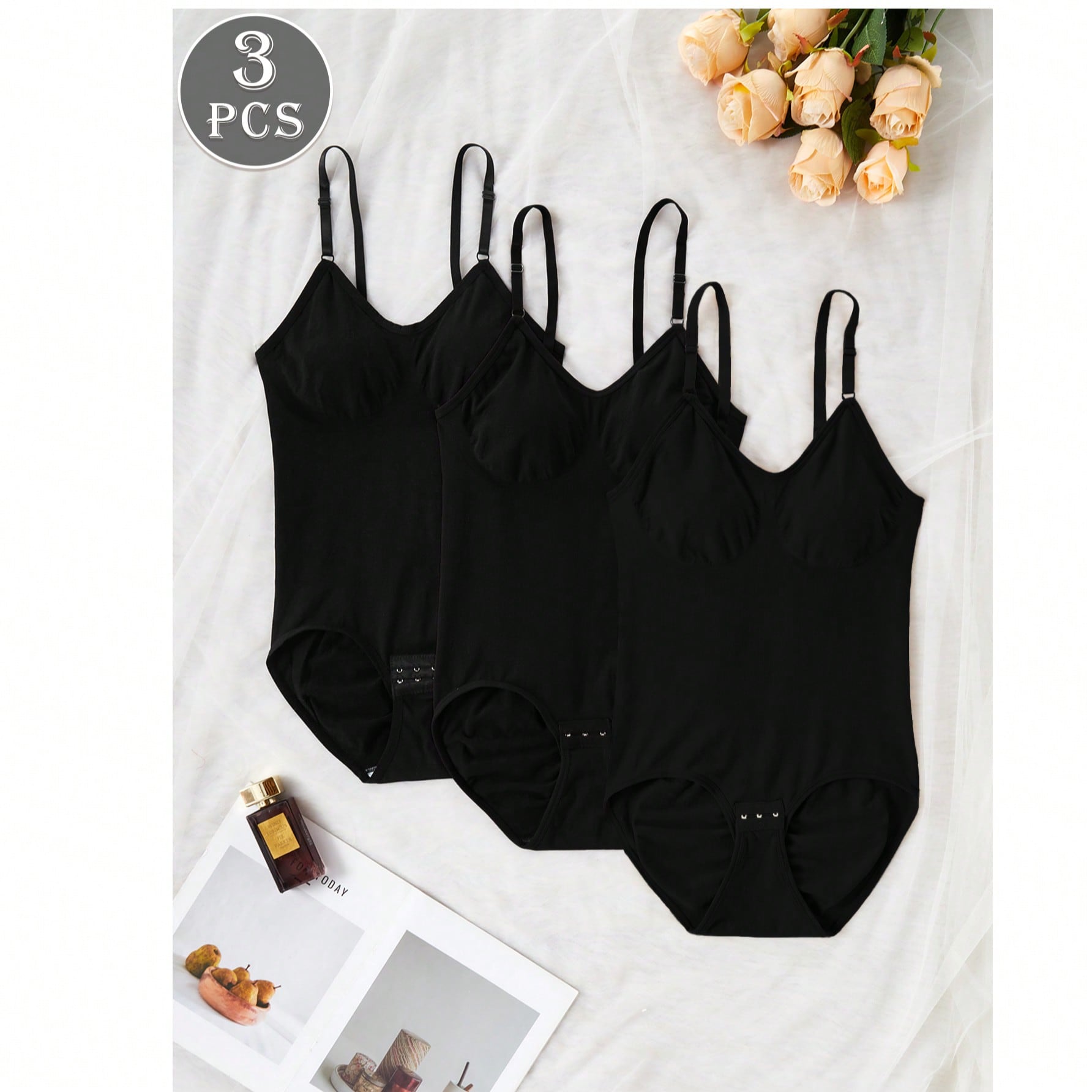 Conjunto de lencería de 3 piezas que incluye un body moldeador y levantador de glúteos sin costuras y sexy