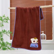 Coral Fleece Embroidered Towel & Bath Towel, Soft & Non-Shedding, Cartoon Embroidered Design - Multicolor - View 5