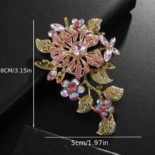 1pcs/Set Exquisite Shiny Color Rose Flower Brooch, Ladies Evening Dress Pin, Wedding Fashion Accessories, Female Gift - Multicolored - View 4