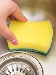 24片/12片/10片/6片/1片装厨房清洁海绵，耐刮擦洗碗海绵，适用于酒店/餐厅/商业场所，厨房清洁海绵，洗碗布，清洁垫 - 黃色 - 查看 5