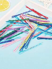 50 piezas/100 piezas Conjunto de accesorios para el cabello con clips de acero de colores y pasadores de onda, pinzas para el flequillo de las niñas, garras para el cabello, pasadores, horquillas, accesorios para la cabeza, verano, vacaciones, viajes - Multicolor - Ver 3