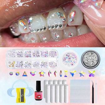 26 piezas Conjunto de joyas para dientes con strass de estrella coloridos, accesorios para dientes súper brillantes y lindos estilo Y2K, decoración de dientes de diamante falso personalizada para uso diario, fiestas, vacaciones, unisex (sin pegamento, con caja)