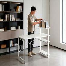 Mesa Auxilia Escritorio Para Oficina Minimalista Moderno Muebles Para Pc - Blanco - Ver 4