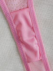 Pink Valentine's Day Sexy Fashion Charming Underwire Bra And Low-Waist Thong Panty Set - Pink - View 5