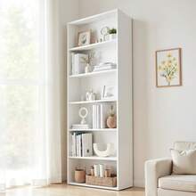 OSLIFE Librero Organizador, 6 Repisas Abiertas, Mueble Organizador de Madera 180cm, Ahorra Espacio, Fácil Instalación, Librero Minimalista para Dormitorio, Sala, Oficina, Cocina (Blanco) - Gris Oscuro - Ver 4