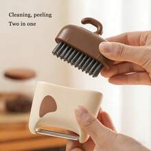 1pc/Fruit And Vegetable Brush Peeler, Independently Designed, Two-In-One Peeling Tool, Multi-Functional Cleaning Brush Peeler For Potatoes Fruits - Multicolor - View 2