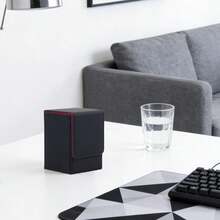 1 Flip-Top Faux Leather Card Storage Box, Portable For Organizing And Collecting Cards, Suitable For Storing And Collecting Game Cards And TCG Cards. - Black - View 1