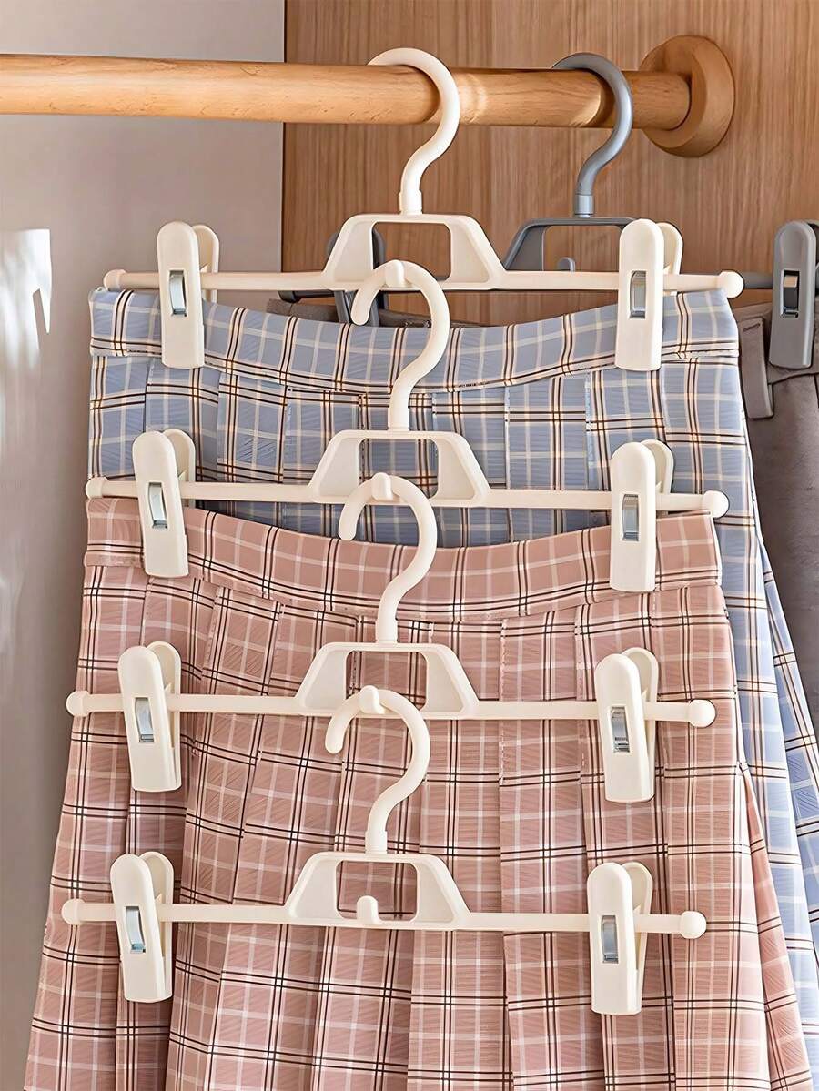 1个/5个装塑料旋转裤架，无缝防滑夹，家用收纳架，房间装饰衣架，夹式衣架，整理架，衣夹，架子，裙架，衣物收纳，适用于衣柜整理，家用 - 节省空间的豪华衣架，旅行和居家必备 - 米色 - 查看 1
