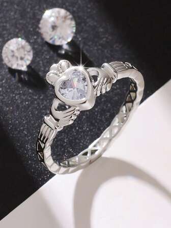 1pc Elegant Romantic Heart-Shaped Zodiac Birthstone Ring For Women, Gift For Lover, Engagement, Wedding, Promise, Birthday, Anniversary Jewelry