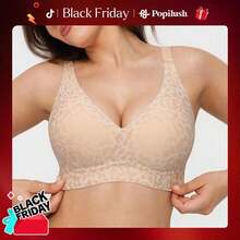 Popilush Seamless Wireless Leopard Print Jelly Bra - Adjustable Strapless Sexy V-Neck One-Piece Molded Cup Bra, Comfortable And Supportive Minimalist Fit Womenswear # Tiktokshopholidayhaul - Leopard - Brown - View 3