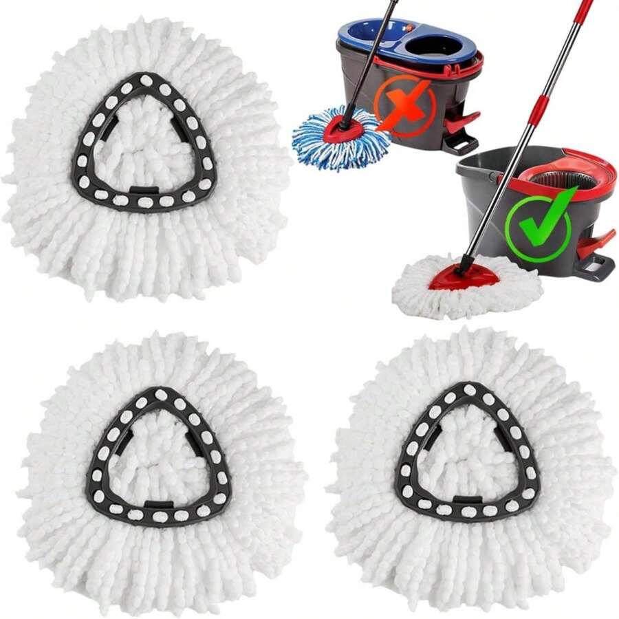 3 Pack Mop Heads Replacements, Spin Mop Replacement Heads Compatible O-Ceda EasyWring 1-Tank System, Microfiber Mop Refills, Easy Cleaning Mop Replace Head - ColorA - 查看 1