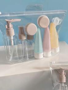 Bộ 11 chai du lịch tái sử dụng - Thích hợp mang lên máy bay, có thể đựng sữa tắm, kem dưỡng da, dầu xả, v.v. - Bền và nhẹ, vật dụng thiết yếu cho du lịch - Nhiều màu - Xem 3