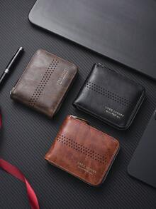 New Minimalist Men Short Zipper Wallet, Retro Fashion Multi-Card Slots Coin Purse Valentine's Day Gift Valentine'S Day - Multicolor - View 2