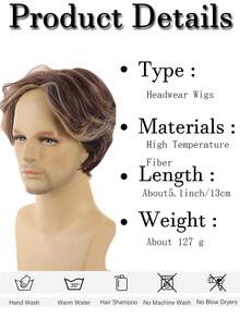 This Stylish And Handsome Men's Short Curly Wig With A Center Part Is Made Of 5 Inches Of Mixed-Color Synthetic Fiber And Is Suitable For Everyday Wear, Holidays, Masquerade Balls, Halloween Costumes, And Various Party Occasions. - Multicolor - View 4