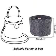 Small Felt Purse Organizer Insert, Handbag Insert Liner For Cannes Round Bucket Bag Organizer Barrel Bags Interior Inserts Accessories For Bucket Makeup Bag, 5.11x4.65 In, Beige - Multicolor - View 9