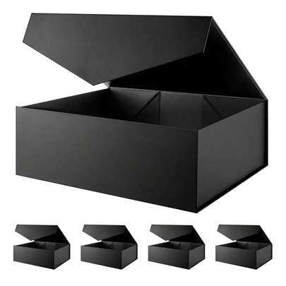 1pc Large Black Gift Box, Made Of Sturdy Paper Material With Lid, Suitable For Wedding Favors, Christmas, Halloween, Birthday And Other Occasions