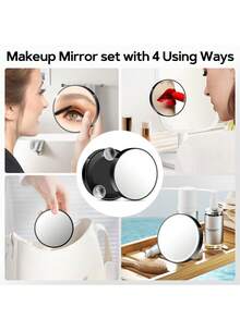 30倍放大镜套装，带吸盘和镊子，小巧便携，适合旅行、修眉和化妆。黑色化妆放大镜，价格实惠，是房间装饰、梳妆台、旅行、卧室和化妆配件的理想之选。镜子、化妆镜、迷你镜、便携式镜子、小镜子、手持镜，经济实惠，是圣诞礼物、化妆品、化妆工具、特价商品、礼品、女士礼物、情人节礼物、赠品、旅行、廉价商品、旅行必备品的理想之选。 - 黑色 - 查看 9