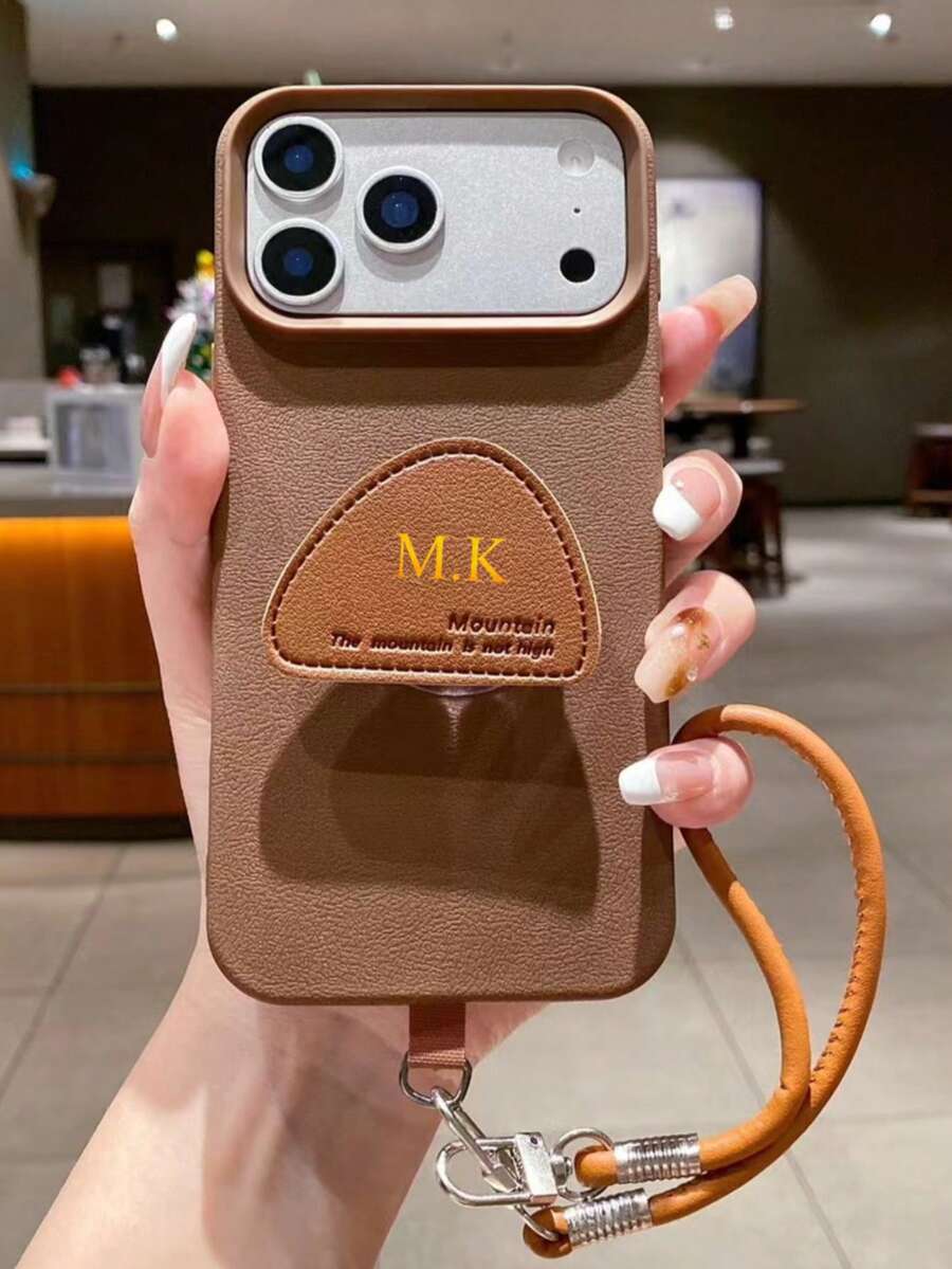 3 sztuki spersonalizowanych, personalizowanych etui na telefon z imitacji skóry (zawiera pasek na nadgarstek i podstawkę) ze stojakiem i paskiem na nadgarstek, kompatybilne z Apple 17 16 15 14 Pro Max 13 12 11 Plus, prezent na Walentynki, dobry prezent urodzinowy, prezent świąteczny, prezent dla niego/niej, prezent spersonalizowany, prezent na rocznicę, ślub, dla rodziców - Brązowy mocha - Zobacz 1