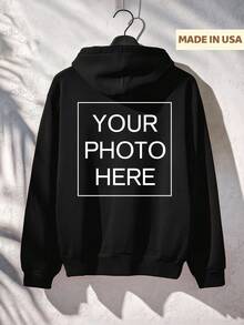 Customized Christmas Hoodie For Men, Upload Your Photo/Logo/Design, Men's Black Sweatshirt, Men's Casual Pullover Hooded Jacket, Autumn Hoodie, Christmas Personalized Graphic, Best Friend Gift, Winter Tops, Party Anniversary Gift, Valentine's Day Gift, Gift For Husband, Gift For Him, Men's Autumn Sweatshirt Spring Clothes, Music Festival Merch, Special Gift, Creative Gift, Couple/Bestie Matching, Team Building Uniform, Corporate Customization - 黑色 - 查看 1