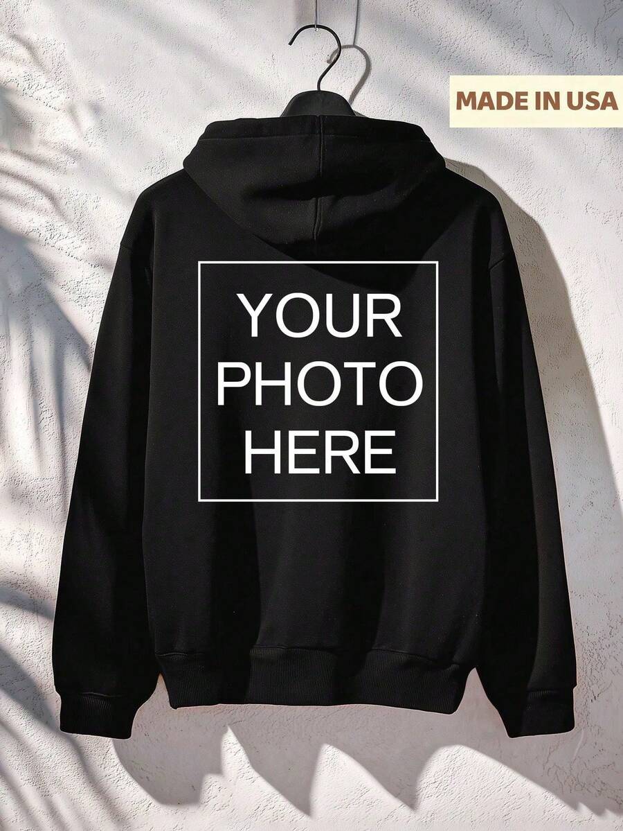 Customized Christmas Hoodie For Men, Upload Your Photo/Logo/Design, Men's Black Sweatshirt, Men's Casual Pullover Hooded Jacket, Autumn Hoodie, Christmas Personalized Graphic, Best Friend Gift, Winter Tops, Party Anniversary Gift, Valentine's Day Gift, Gift For Husband, Gift For Him, Men's Autumn Sweatshirt Spring Clothes, Music Festival Merch, Special Gift, Creative Gift, Couple/Bestie Matching, Team Building Uniform, Corporate Customization - 黑色 - 查看 1