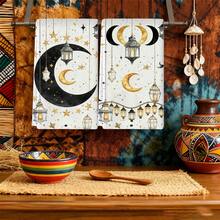 1/2/100件套，豪华厨房毛巾套装，饰有斋月月亮、灯笼和花卉图案，尺寸为40*60厘米/16*24英寸，多种图案可选，每款都非常适合复活节用餐和家居装饰。100%聚酯纤维编织，可机洗，适合斋月期间装饰家居。 - 彩色 - 查看 12