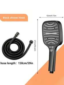 8-Mode Boosted Filter Square Shower Set, Large Panel Handheld Shower Head With 8 Adjustable Flow Modes, Durable Plastic Construction, Modern Style, G1/2 Universal Interface, Powerful Filtered Boosted Square Shower Head And High-Flow Rain System. Suitable For Home And Hotel Bathrooms, Essential Accessories For Modern Bathrooms And RV Bathrooms. Upgrade Your Bathroom For A Comfortable Showering Experience. Ideal For Holiday Gifts And Bathroom Renovations. - Black - View 15