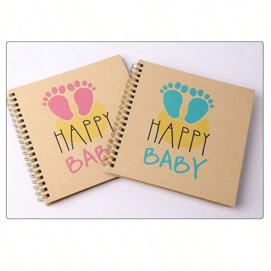 Vintage Kraft Paper Printed Handmade Photo Album, DIY Baby Growth Memory Book, Scrapbook, Children's Diary - Multicolor - View 1