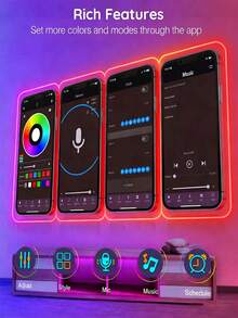 RGB LED霓虹灯带，带遥控器/APP控制，防水柔性霓虹灯，适用于卧室、房间装饰，16英尺-100英尺霓虹灯带，RGB LED灯带可通过APP和遥控器控制，具有定时、音乐同步功能，户外IP67防水，柔性霓虹灯，适用于卧室、客厅、游戏、万圣节派对、圣诞节装饰，LED霓虹灯招牌 - 多色光 - 查看 6
