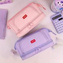 New Fashionable Double-Layer Protective Pencil Case, Multi-Functional Large Capacity Pencil Box, Durable And Spacious, Suitable For Both Men And Women. This Large Capacity Stationery Bag Has Multiple Compartments, Making It An Ideal Choice For Students Going Back To School, As Well As For Organizing Office Supplies, Study Items, And Cosmetics - A Perfect Gift For Teenagers, Men, And Women.