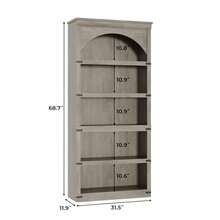 Estantería arqueada con 5 estantes de 174,5 cm de Alto, estantería Curvada de Madera para hogar, Oficina, Sala de Estar, Gris - Gris - Ver 3