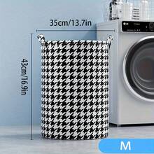 1个大容量洗衣篮，千鸟格图案装饰，节日装饰，房间装饰，家居装饰，卧室装饰，收纳整理，白色T恤，黑色裤子，女士冬季服装，连衣裙，女士冬季服装，优雅女士连衣裙，白色长袖衬衫，白色连体裤，春季连衣裙，春季服装，春季，春季服饰，简约风格，夏季上衣 - 黑與白 - 查看 6