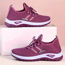 Women's Orthopedic Comfort Slip-On Sneakers - With Arch Support And Skin-Friendly Foam, Breathable Knitted Fabric, All-Day Lightweight Walking Shoes, Non-Slip PVC Sole - Suitable For Nurses, Teachers, Standing And Running Errands, Orthopedic Shoes, Delicate Embossed Design, Exquisite Embroidery, Soft Cushioning, Comfortable For Long Hours Of Standing - 紫色 - 查看 2