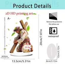 1/2pcs Acrylic Jesus Carrying Cross Figurine, 2D Flat Design, Not 3D Statue, Religious Christian Desktop Decor, Suitable For Easter Home Church Decoration, Prayer Room, Office Desk, Can Be Used As Gift - Multicolor - View 10