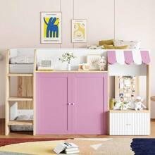 Kids Bed Frames, Headboards & Footboards - Pink+White+Wood+90cm*200cm - View 4