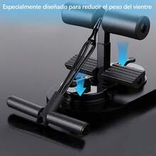 Soporte portátil para el piso, con cuerda y 2 ventosas fuertes para abdominales, barra de dominadas, almohadilla adhesiva, soporte ajustable para pies para muslo, entrenamiento para oficina, hogar - Negro - Ver 3