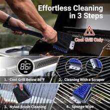 Nylon Grill Brush No Wire Bristle Barbecue Brush Grill Cleaning Kit Safe Grill Scraper Brush for Outdoor Grill Cleaner with Hole BBQ Brush Accessories Clean Cool Grates Gift for Men Dad 3 PCS - Negro - Ver 4