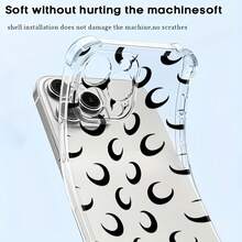 Funda para teléfono con diseño de media luna negra, compatible con iPhone 16, 15, 14 Pro Max, 13, 12, 11, XR y XS Plus. Fabricada en silicona TPU, ofrece protección contra golpes y caídas, además de una excelente sensación al tacto. Es el regalo ideal para familiares, amigos y seres queridos. - transparente - Ver 5